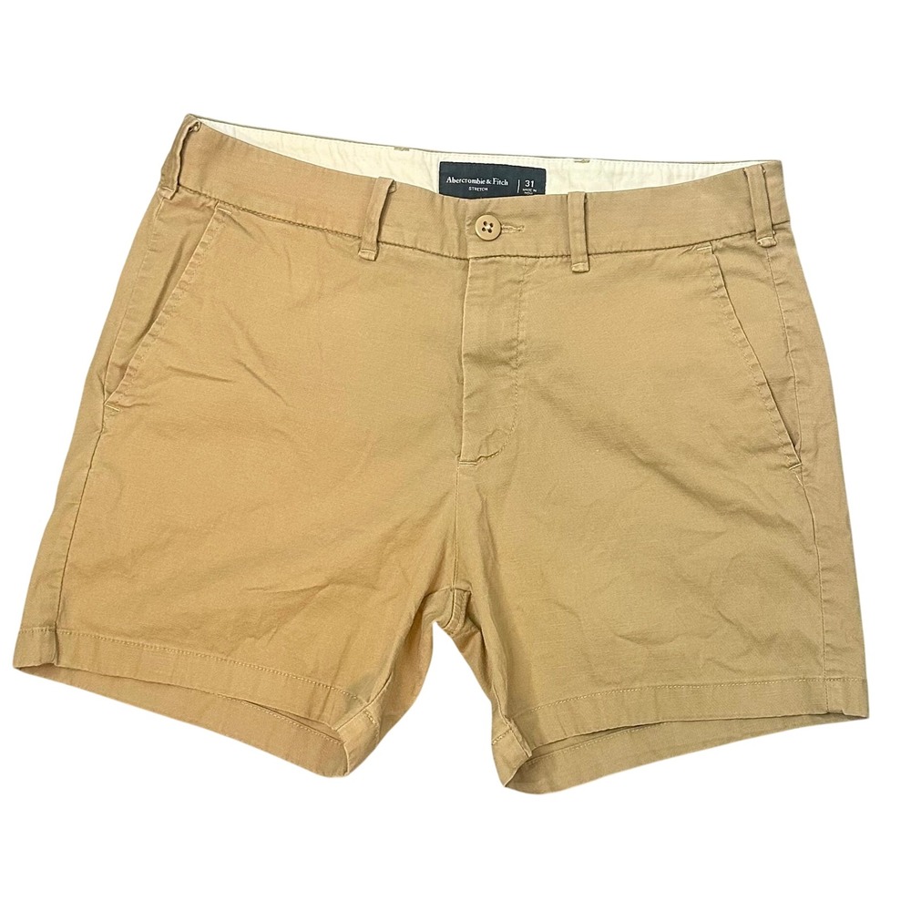 Abercrombie & Fitch Khaki Tan Stretch Chino Shorts Womens Size 31 Preppy Casual